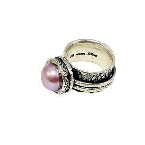 Pink Pearl Fidget Spinner Ring Israel 925 Sterling Silver Size 5 Anti Anxiety